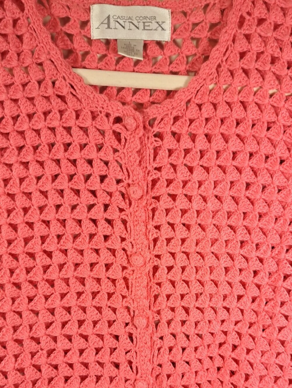 Casual Corner Coral Pink Crochet Cardigan - Picture 7 of 8